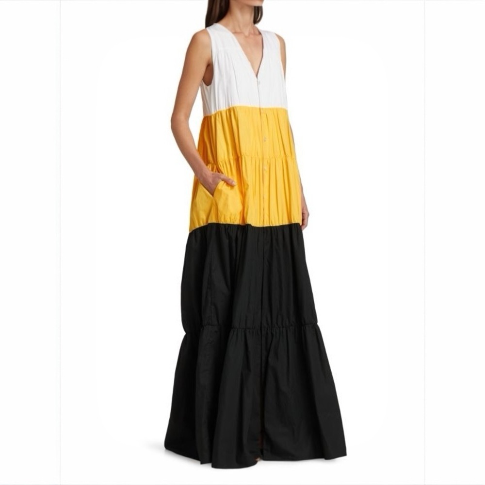 US 2 PLAN C Poplin Colorblock Maxi Dress NWT